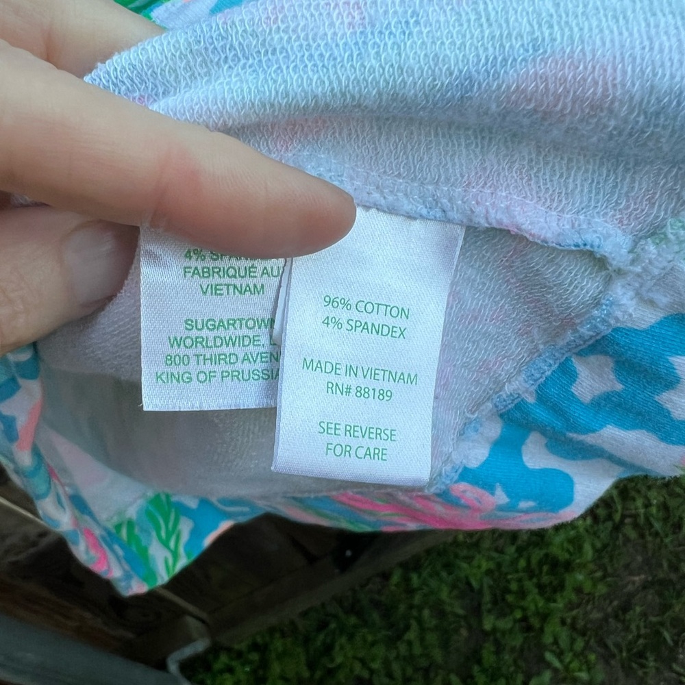 Lilly Pulitzer Coral Reef Print Quarter-Zip Pullover in Blue, Pink, Green - Picture 7 of 7